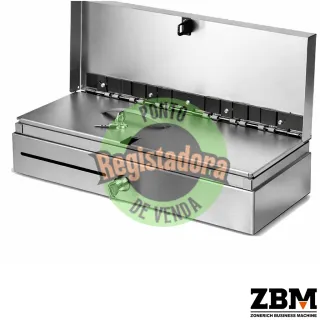 Gaveta Dinheiro Metálica Inox Vertical 5N/8M - ZQ-170A - 460x170x100 Com Tampa e Cofre