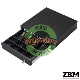 Gaveta Dinheiro Metálica Preta 4N/8M - ZQ-C410F - 410x410x110