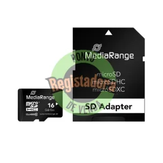 MICRO SDHC 16GB MEDIARANGE MEMORY CARD + SD ADAPTER