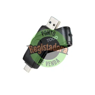 Tooq TQR-3003B Leitor USB-C 2.0+USB-A 3.0 SD/TF