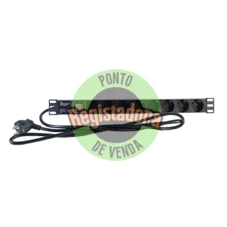 2LAN Extensão 19" 8 Schukos Interruptor