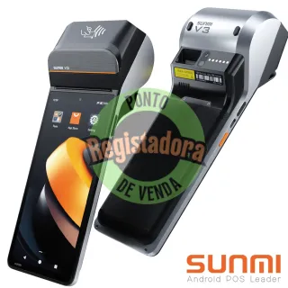 V3, SUNMI OS, A13, 6.75", 3GB+32GB, 8MP Rear Camera, 58mm Printer + label printer, NFC, EU 4G, EU Adapter, 3-Y