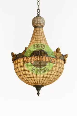 Lustre Montgolfiere Bronze/Ouro e Cristal 165cm