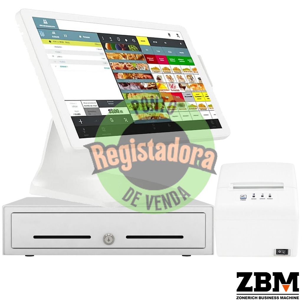 Pack - POS ZQ-T8356 Intel J6412 / DDR4 8GB / SSD 120GB / Touch 15,6" / Impressora Térmica S260M / Gaveta Dinh. / W11 PRO (Branco)