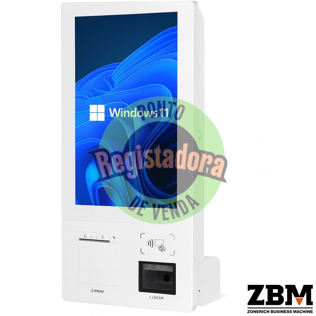 Quiosque ZQ-ST210 - Intel J6412 / DDR4 8GB / SSD 120GB / Impressora 80mm / Leitor 2D / Touch 22" / W11 PRO / Côr Branca