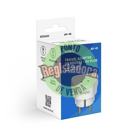 TRAVEL PLUG ADAPTER USA TO SPAIN SAVIO AP-01