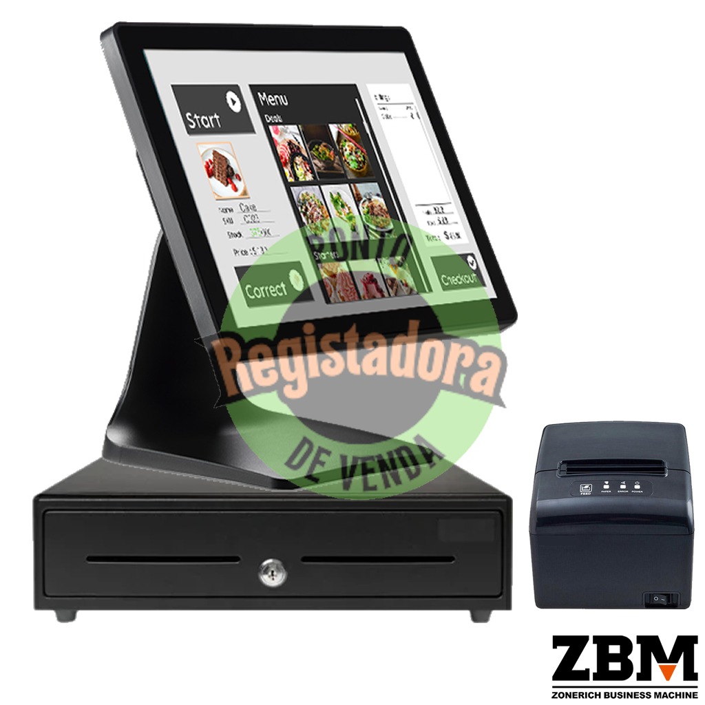 Pack - POS ZQ-T8350 Intel J6412 / DDR4 8GB / SSD 120GB / Touch 15" / Impressora Térmica S260M / Gaveta Dinheiro C410F / W11 PRO