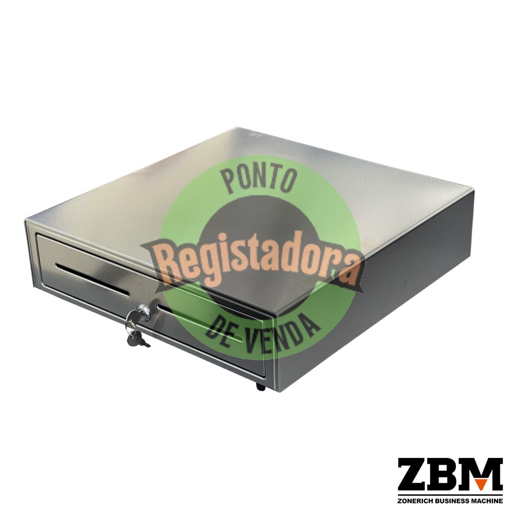 Gaveta Dinheiro Metálica Vertical Inox Emboss 4N/8M 304 - 410x415x114