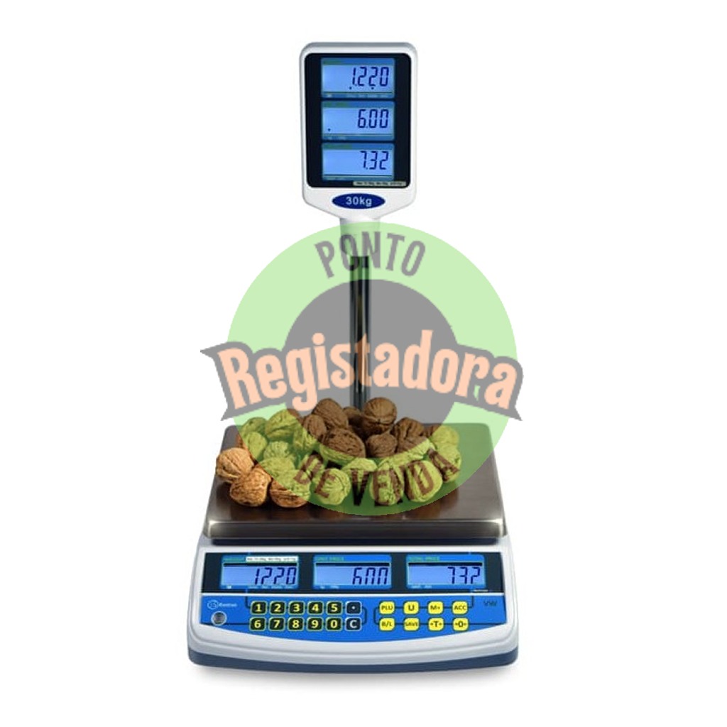 Balança Baxtran VW15/30  15Kg/5Gr 30Kg /10Gr RS232 c/Bateria e Coluna