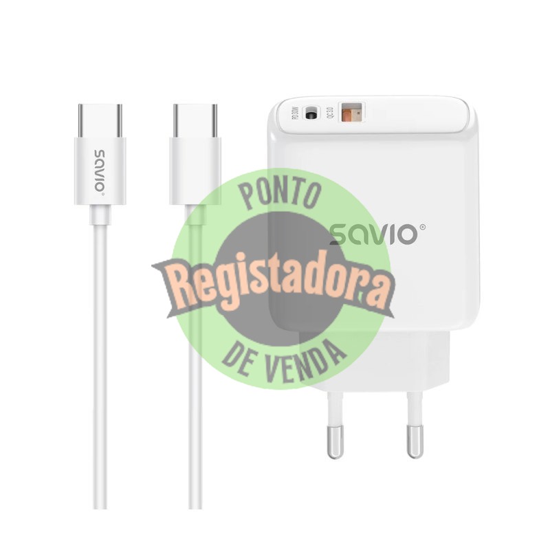 SAVIO LA-10 30W WHITE CHARGER WITH CABLE