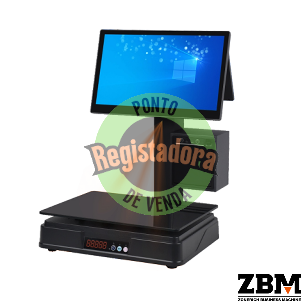POS Balança ZQ-A182 - J6412 / DDR4 8GB / SSD 120GB / Touch 15.6" / Display Cl. 10" / Imp 80mm / W11P