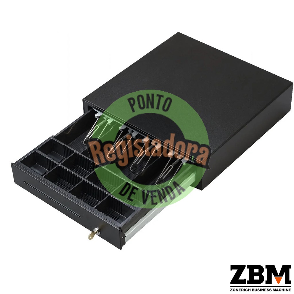 Gaveta Dinheiro Metálica Preta 4N/8M - ZQ-330E - 330x360x85