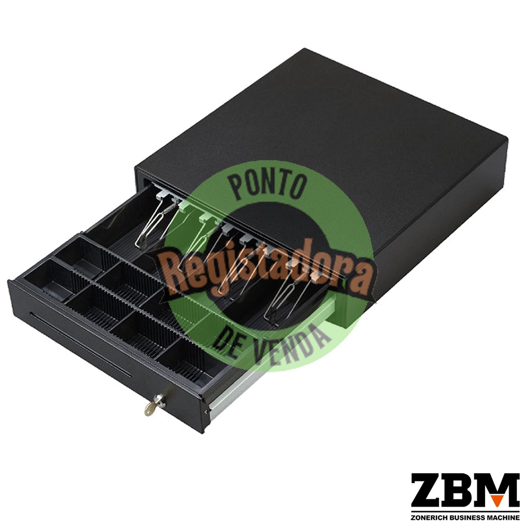 Gaveta Dinheiro Metálica Preta 4N/8M - ZQ-C410F - 410x410x110