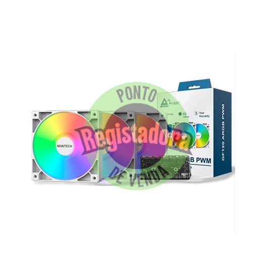 VENTILADOR 120X120 MONTECH GF120 PWM WHITE PACK 3 + HUB