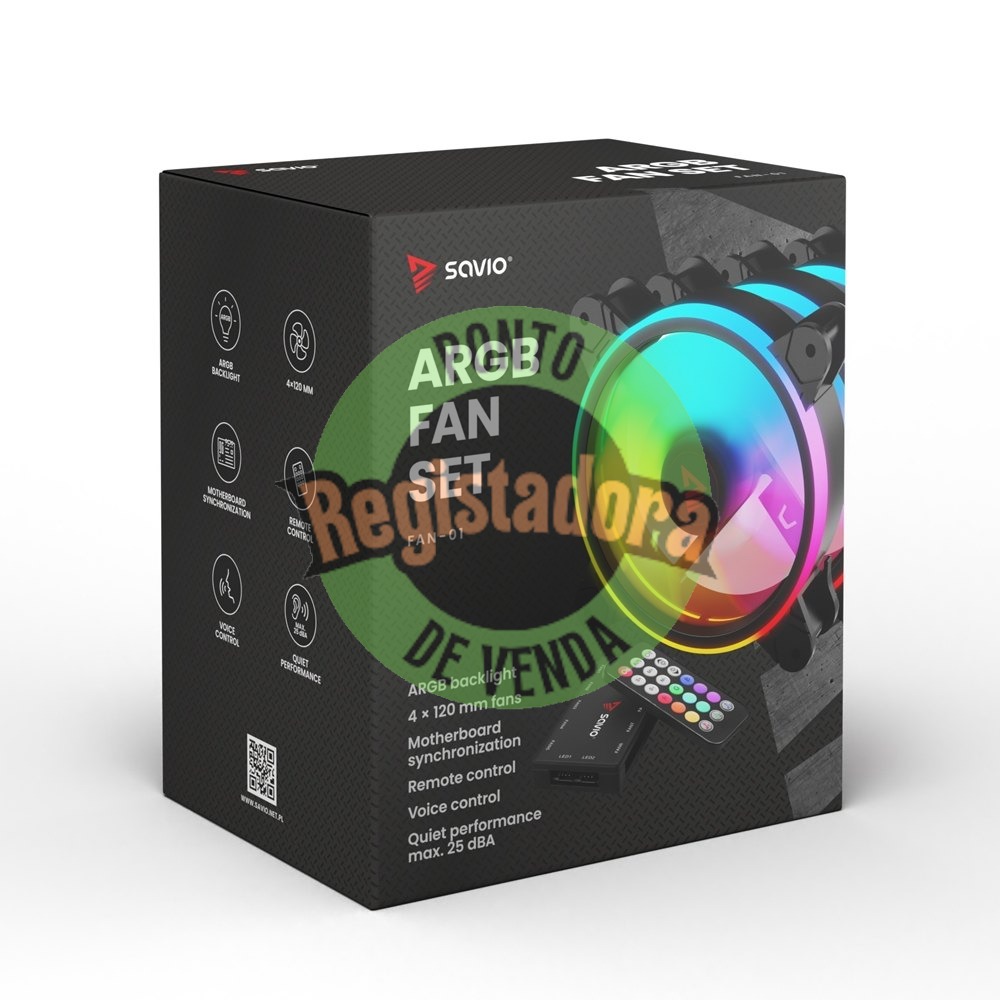 KIT 4 SAVIO PC FANS WITH REMOTE CONTROL