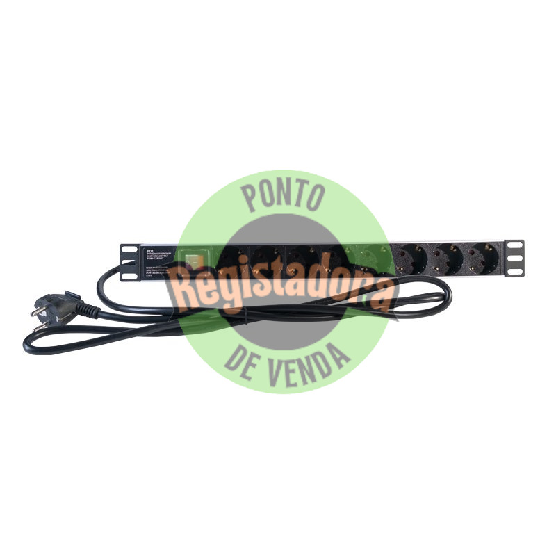 2LAN Extensão 19" 8 Schukos Interruptor