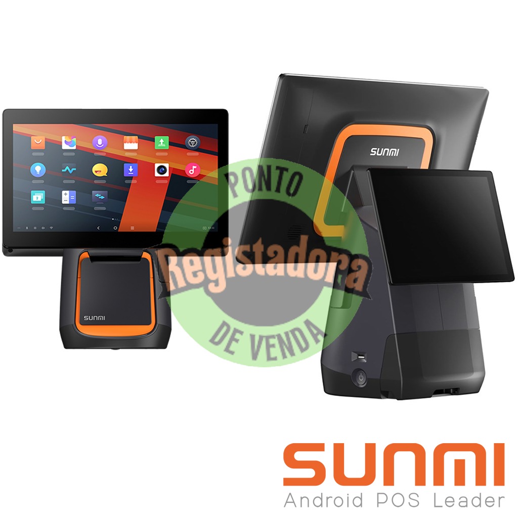 T2s, SUNMI OS, A9.0, 15.6" + 10", 4GB+64GB, 80mm printer, Wifi, EU Adapter, 1-Y