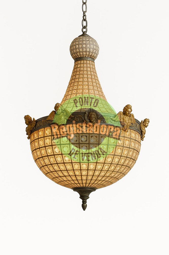 Lustre Montgolfiere Bronze/Ouro e Cristal 165cm