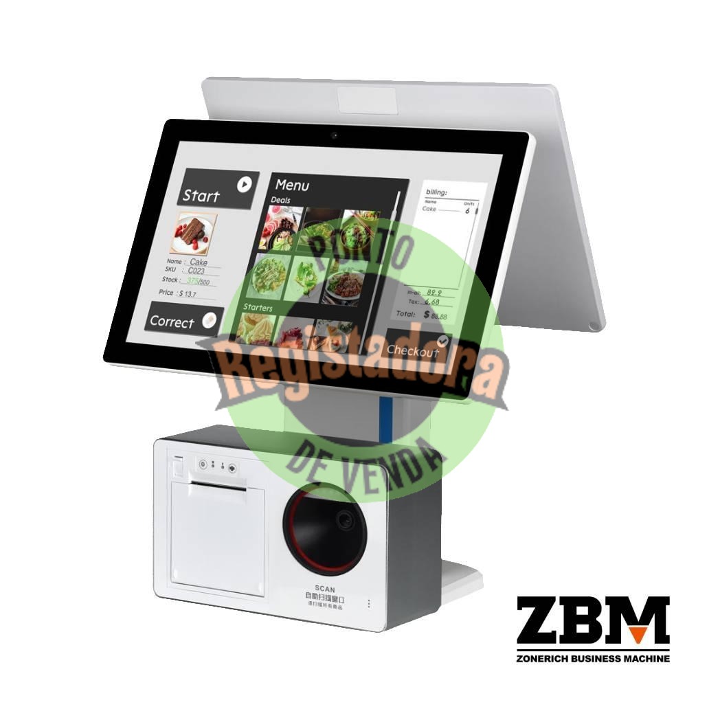 POS/Quiosque ZQ-ZN202 - Intel J6412 / DDR4 8GB / SSD 120GB / Printer & 2D Module / Touch 15.6" + Display Cliente 15.6" / W11 PRO